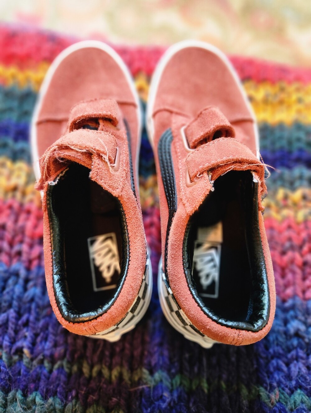 Vans Kids Suede Velcro Sneakers with Black Stripe Size 3.0